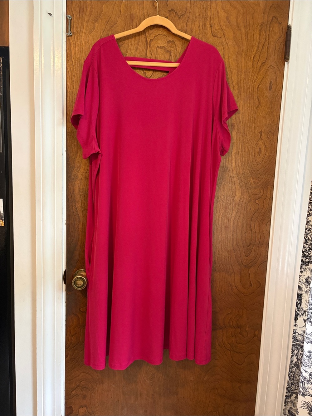 Susan Graver Bright Fuchsia Short-Sleeve Midi Dress